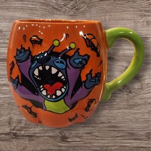 Disney Stitch Halloween Mug 14 oz‎ Orange Pumpkin Shaped "Happy Halloween"